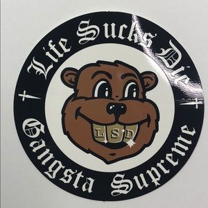 SUPREME - LIFE SUCKS DIE - GANGSTA SUPREME STICKER